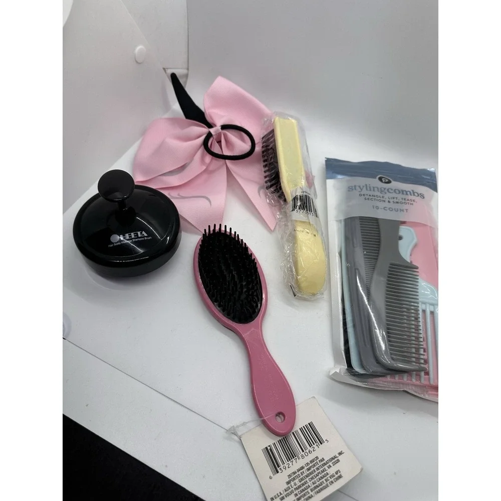 Girls Hair Brush Set Unicorn‎ Bow Scalp Massager Styling Combs Detangler Lot